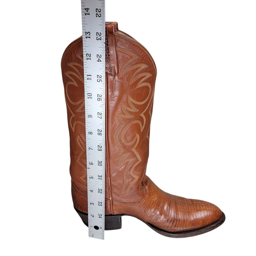 Larry Mahan Lizard Cowboy Boots 3112 Brown Size 7 B Narrow Western Dance - Picture 15 of 15